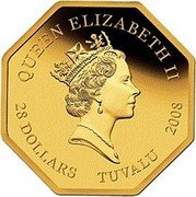 Tuvalu 28 Dollars Chinese Blessing Sign 2008 Proof KM# 239 QUEEN ELIZABETH II RDM 28 DOLLARS TUVALU 2008 coin obverse Tuvalu 28 Dollars Chinese Blessing Sign 2008 Proof KM# 239 QUEEN ELIZABETH II RDM 28 DOLLARS TUVALU 2008 coin obverse