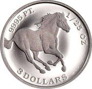 Tuvalu 3 Dollars (Horse Galloping) 9999 PT 1/25 OZ 3 DOLLARS coin reverse Tuvalu 3 Dollars (Horse Galloping) 9999 PT 1/25 OZ 3 DOLLARS coin reverse