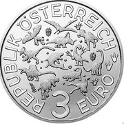 Austria 3 Euro (Glowing in the Dark Pachycephalosaurus) REPUBLIK ÖSTERREICH 3 EURO coin obverse Austria 3 Euro (Glowing in the Dark Pachycephalosaurus) REPUBLIK ÖSTERREICH 3 EURO coin obverse