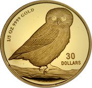 Tuvalu 30 Dollars Australian Owl 2008 Proof KM# 160 1/5 OZ 9999 GOLD 30 DOLLARS coin reverse Tuvalu 30 Dollars Australian Owl 2008 Proof KM# 160 1/5 OZ 9999 GOLD 30 DOLLARS coin reverse