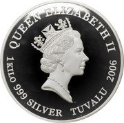 Tuvalu 30 Dollars (Elizabeth II Ultraman) QUEEN ELIZABETH II RDM 1KILO 999 SILVER TUVALU 2006 coin obverse Tuvalu 30 Dollars (Elizabeth II Ultraman) QUEEN ELIZABETH II RDM 1KILO 999 SILVER TUVALU 2006 coin obverse