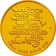 Tuvalu 30 Dollars (Year of the Snake - Success) 1/5 OZ 9999 GOLD $30 coin reverse