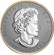 Canada 300 Dollars (Maple Leaf Forever - partially gilded) ELIZABETH II D G REGINA 300 DOLLARS. coin obverse Canada 300 Dollars (Maple Leaf Forever - partially gilded) ELIZABETH II D G REGINA 300 DOLLARS. coin obverse