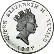Tuvalu Five Dollars Opening of the Federal Parliament at Canberra 1997 Proof KM# 45 QUEEN ELIZABETH II TUVALU 1997 RDM coin obverse Tuvalu Five Dollars Opening of the Federal Parliament at Canberra 1997 Proof KM# 45 QUEEN ELIZABETH II TUVALU 1997 RDM coin obverse