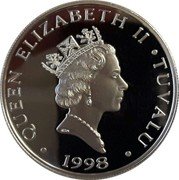 Tuvalu 5 Dollars Princess Diana 1998 Proof KM# 47 1998 QUEEN ELIZABETH II TUVALU coin obverse Tuvalu 5 Dollars Princess Diana 1998 Proof KM# 47 1998 QUEEN ELIZABETH II TUVALU coin obverse