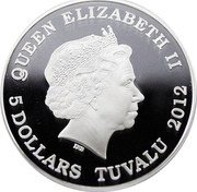 Tuvalu 5 Dollars Gold and Purple Dragons 2012 Proof KM# 211 QUEEN ELIZABETH II IRB 5 DOLLARS TUVALU 2012 coin obverse Tuvalu 5 Dollars Gold and Purple Dragons 2012 Proof KM# 211 QUEEN ELIZABETH II IRB 5 DOLLARS TUVALU 2012 coin obverse