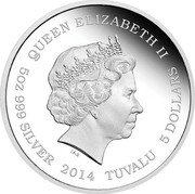 Tuvalu 5 Dollars Chinese Ancient Mythical Creatures 2014  Proof QUEEN ELIZABETH II IRB 5 OZ 999 SILVER 2014 TUVALU 5 DOLLARS coin obverse Tuvalu 5 Dollars Chinese Ancient Mythical Creatures 2014  Proof QUEEN ELIZABETH II IRB 5 OZ 999 SILVER 2014 TUVALU 5 DOLLARS coin obverse