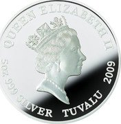 Tuvalu 5 Dollars Cyborg 009 2009  Proof QUEEN ELIZABETH II RDM 5 OZ 999 SILVER TUVALU 2009 coin obverse
