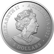 Australia 5 Dollars (Elizabeth II 6th Portrait - Dusky Dolphin) ELIZABETH II AUSTRALIA 2022 5 DOLLARS JC coin obverse Australia 5 Dollars (Elizabeth II 6th Portrait - Dusky Dolphin) ELIZABETH II AUSTRALIA 2022 5 DOLLARS JC coin obverse