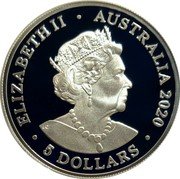 Australia 5 Dollars Elizabeth II 6th Portrait - Spinner Dolphin 2020  Proof High Relief ELIZABETH II AUSTRALIA 2020 5 DOLLARS JC coin obverse Australia 5 Dollars Elizabeth II 6th Portrait - Spinner Dolphin 2020  Proof High Relief ELIZABETH II AUSTRALIA 2020 5 DOLLARS JC coin obverse