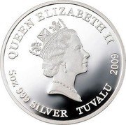 Tuvalu 5 Dollars (GeGeGe no Kitaro) QUEEN ELIZABETH II RDM 5 OZ 999 SILVER TUVALU 2009 coin obverse Tuvalu 5 Dollars (GeGeGe no Kitaro) QUEEN ELIZABETH II RDM 5 OZ 999 SILVER TUVALU 2009 coin obverse
