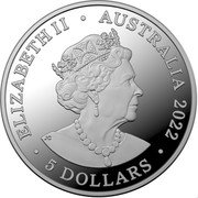 Australia 5 Dollars Great White Shark 2022 ELIZABETH II AUSTRALIA 2022 5 DOLLARS coin obverse Australia 5 Dollars Great White Shark 2022 ELIZABETH II AUSTRALIA 2022 5 DOLLARS coin obverse