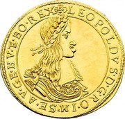 Austria 5 Ducat (Leopold I Vienna) LEOPOLDVS D G RO IM SE AV GE HV ET BO REX coin obverse Austria 5 Ducat (Leopold I Vienna) LEOPOLDVS D G RO IM SE AV GE HV ET BO REX coin obverse