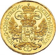 Austria 5 Ducat (Maria Theresia Vienna) ARCHID AUST DUX // BURG COM TYR 1754 V coin reverse Austria 5 Ducat (Maria Theresia Vienna) ARCHID AUST DUX // BURG COM TYR 1754 V coin reverse
