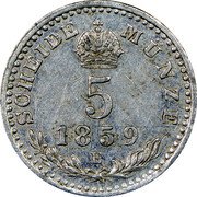 Austria 5 Kreuzer (Franc Joseph I) KM# Pn57 SCHEIDE MUNZE 5 1859 E coin reverse Austria 5 Kreuzer (Franc Joseph I) KM# Pn57 SCHEIDE MUNZE 5 1859 E coin reverse