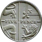 UK Five Pence Royal Shield Piedfort 2008  Proof KM# P79 FIVE PENCE coin reverse UK Five Pence Royal Shield Piedfort 2008  Proof KM# P79 FIVE PENCE coin reverse