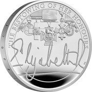 UK 5 Pounds The Queen's Reign Honours and Investitures 2022 THE BESTOWING OF HER HONOURS coin reverse UK 5 Pounds The Queen's Reign Honours and Investitures 2022 THE BESTOWING OF HER HONOURS coin reverse