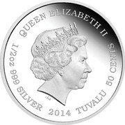 Tuvalu 50 Cents Asian Elephant 2014  Proof QUEEN ELIZABETH II IRB 1/2 OZ 999 SILVER 2014 TUVALU 50 CENTS coin obverse Tuvalu 50 Cents Asian Elephant 2014  Proof QUEEN ELIZABETH II IRB 1/2 OZ 999 SILVER 2014 TUVALU 50 CENTS coin obverse