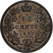 Canada 50 Cents (Trial Piece) 50 CENTS 1881 H coin reverse Canada 50 Cents (Trial Piece) 50 CENTS 1881 H coin reverse