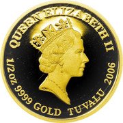 Tuvalu 50 Dollars (Elizabeth II Babel II) QUEEN ELIZABETH II RDM 1/2 OZ 9999 GOLD TUVALU 2006 coin obverse Tuvalu 50 Dollars (Elizabeth II Babel II) QUEEN ELIZABETH II RDM 1/2 OZ 9999 GOLD TUVALU 2006 coin obverse