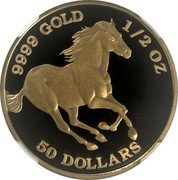 Tuvalu 50 Dollars (Elizabeth II Horse) 9999 GOLD 1/2 OZ 50 DOLLARS coin reverse Tuvalu 50 Dollars (Elizabeth II Horse) 9999 GOLD 1/2 OZ 50 DOLLARS coin reverse