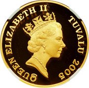 Tuvalu 50 Dollars (Australian Owl Elizabeth II) KM# 161 QUEEN ELIZABETH II TUVALU 2005 coin obverse Tuvalu 50 Dollars (Australian Owl Elizabeth II) KM# 161 QUEEN ELIZABETH II TUVALU 2005 coin obverse