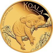 Australia 500 Dollars Australian Koala 2022 KOALA 2022 5 OZ 9999 GOLD P IJ coin reverse