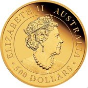 Australia 500 Dollars (Kangaroo) ∙ELIZABETH II AUSTRALIA∙ 500 DOLLARS coin obverse