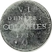 Canada 6 Deniers (Louis XV) KM# 3 VI DENIERS COLONIES 1717 Q coin reverse