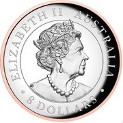 Australia 8 Dollars (Australian Koala Partially gilded pink gold) ELIZABETH II AUSTRALIA 8 DOLLARS JC coin obverse