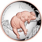 Australia 8 Dollars (Australian Koala Partially gilded pink gold) KOALA 2022 5 OZ 9999 SILVER P IJ coin reverse