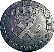 Canada 9 Deniers (Louis XV) KM# 5 SIT NOMEN DOMINI BENEDICTUM coin obverse