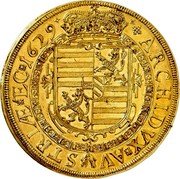 Austria 9 Ducat Ferdinand III St. Veit 1629 HG KM# 35 * ARCHIDVX * AV - STRIÆ * TEC 1629 coin reverse Austria 9 Ducat Ferdinand III St. Veit 1629 HG KM# 35 * ARCHIDVX * AV - STRIÆ * TEC 1629 coin reverse