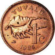 Tuvalu 1 Cent Shell 1985 KM# 1 TUVALU 1C 1976 coin reverse Tuvalu 1 Cent Shell 1985 KM# 1 TUVALU 1C 1976 coin reverse