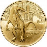 Tuvalu One Dollar Dinosaur Giganotosaurus 2002 KM# 40 DINOSAURS GIGANOTOSAURUS DINOSAURS ONE DOLLAR coin reverse Tuvalu One Dollar Dinosaur Giganotosaurus 2002 KM# 40 DINOSAURS GIGANOTOSAURUS DINOSAURS ONE DOLLAR coin reverse