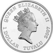 Tuvalu 1 Dollar HMS Hood 2007 Proof KM# 64 QUEEN ELIZABETH II RDM 1 DOLLAR TUVALU 2007 coin obverse Tuvalu 1 Dollar HMS Hood 2007 Proof KM# 64 QUEEN ELIZABETH II RDM 1 DOLLAR TUVALU 2007 coin obverse