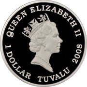 Tuvalu 1 Dollar William Bligh Early Governor of Austrialia 2008 Proof KM# 74 QUEEN ELIZABETH II 1 DOLLAR TUVALU 2008 coin obverse Tuvalu 1 Dollar William Bligh Early Governor of Austrialia 2008 Proof KM# 74 QUEEN ELIZABETH II 1 DOLLAR TUVALU 2008 coin obverse