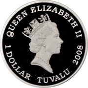Tuvalu 1 Dollar John Hunter Early Governor of Austrialia 2008 Proof KM# 72 QUEEN ELIZABETH II 1 DOLLAR TUVALU 2008 coin obverse Tuvalu 1 Dollar John Hunter Early Governor of Austrialia 2008 Proof KM# 72 QUEEN ELIZABETH II 1 DOLLAR TUVALU 2008 coin obverse