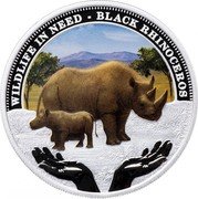 Tuvalu 1 Dollar Black Rhinoceros Wildlife in Need 2012 P Proof KM# 194 WILDLIFE IN NEED BLACK RHINOCEROS 1 OZ 999 SILVER coin reverse Tuvalu 1 Dollar Black Rhinoceros Wildlife in Need 2012 P Proof KM# 194 WILDLIFE IN NEED BLACK RHINOCEROS 1 OZ 999 SILVER coin reverse