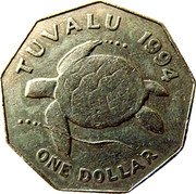 Tuvalu Dollar Turtle Elizabeth II 1994 KM# 35 TUVALU 1994 ONE DOLLAR coin reverse Tuvalu Dollar Turtle Elizabeth II 1994 KM# 35 TUVALU 1994 ONE DOLLAR coin reverse