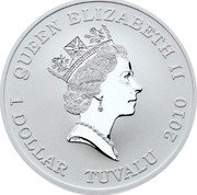 Tuvalu 1 Dollar Anton Chekhov Anniversary 2010 Proof KM# 103 QUEEN ELIZABETH II 1 DOLLAR TUVALU 2010 RDM coin obverse