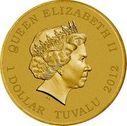 Tuvalu 1 Dollar Chinese Zodiac Year of the Dragon 2012 P KM# 190 QUEEN ELIZABETH II 1 DOLLAR TUVALU 2012 coin obverse Tuvalu 1 Dollar Chinese Zodiac Year of the Dragon 2012 P KM# 190 QUEEN ELIZABETH II 1 DOLLAR TUVALU 2012 coin obverse