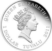 Tuvalu 1 Dollar Golden Hind Ship 2011 P Proof KM# 182 QUEEN ELIZABETH 11 1 DOLLAR TUVALU 2011 RDM coin obverse Tuvalu 1 Dollar Golden Hind Ship 2011 P Proof KM# 182 QUEEN ELIZABETH 11 1 DOLLAR TUVALU 2011 RDM coin obverse