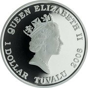 Tuvalu 1 Dollar Christmas tree 2008 Proof KM# 240 QUEEN ELIZABETH II RDM 1 DOLLAR TUVALU 2008 coin obverse