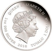 Tuvalu Dollar Kirk and Spock Star Trek 2016 Proof KM# 284 QUEEN ELIZABETH II IRB 1 OZ 999 SILVER 2016 TUVALU 1 DOLLAR coin obverse