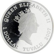 Tuvalu 1 Dollar USS Missouri Ship 2007 Proof KM# 67 QUEEN ELIZABETH II RDM 1 DOLLAR TUVALU 2007 coin obverse Tuvalu 1 Dollar USS Missouri Ship 2007 Proof KM# 67 QUEEN ELIZABETH II RDM 1 DOLLAR TUVALU 2007 coin obverse