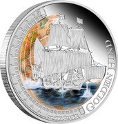 Tuvalu 1 Dollar Golden Hind Ship 2011 P Proof KM# 182 1 OZ 999 SILVER GOLDEN HIND P coin reverse Tuvalu 1 Dollar Golden Hind Ship 2011 P Proof KM# 182 1 OZ 999 SILVER GOLDEN HIND P coin reverse