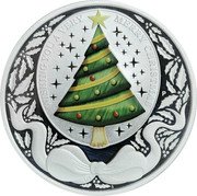 Tuvalu 1 Dollar Christmas tree 2008 Proof KM# 240 WISHING YOU A VERY MERRY CHRISTMAS P coin reverse