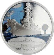 Tuvalu 1 Dollar USS Missouri Ship 2007 Proof KM# 67 270.4 M JG USS MISSOURI coin reverse Tuvalu 1 Dollar USS Missouri Ship 2007 Proof KM# 67 270.4 M JG USS MISSOURI coin reverse