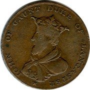 UK Half Penny Lancaster John of Gaunt 1793  IOHN OF GAUNT DUKE OF LANCASTER coin obverse